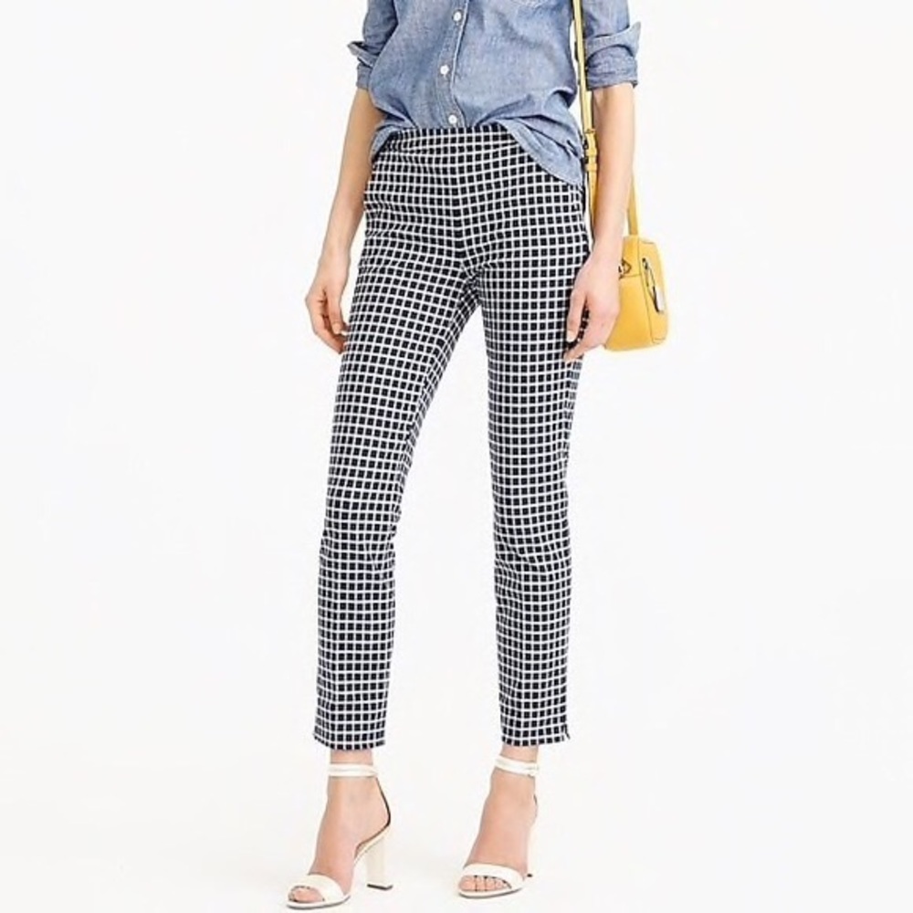 J crew Martie navy windowpane pants gingham